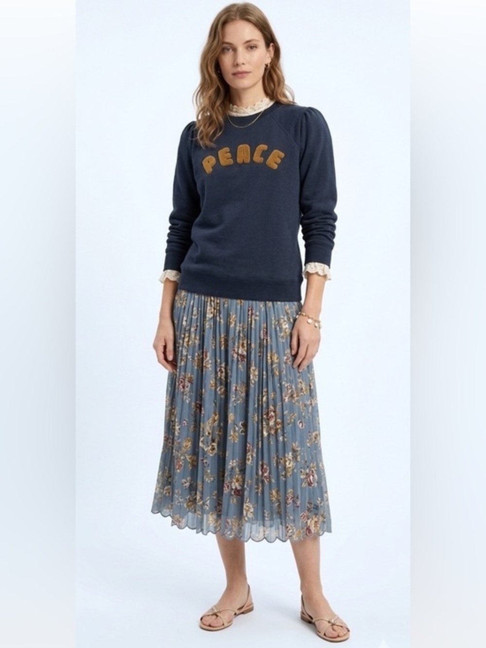 3/$30 American Eagle Black & Orange Peace Crewneck Sweatshirt Size Medium Cotton